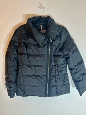 Marc New York Andrew Marc Black Down Filled Puffer Asymmetrical Zip Coat-M